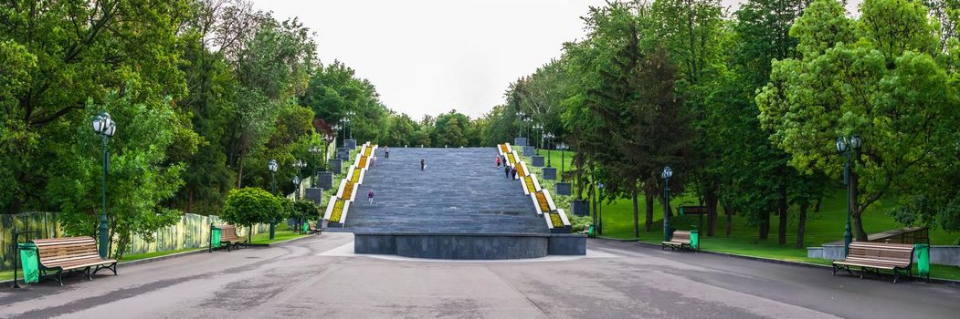 Kharkiv, Ukraine 07.15.2020. Cascade in Kharkiv, Ukraine on a sunny summer day