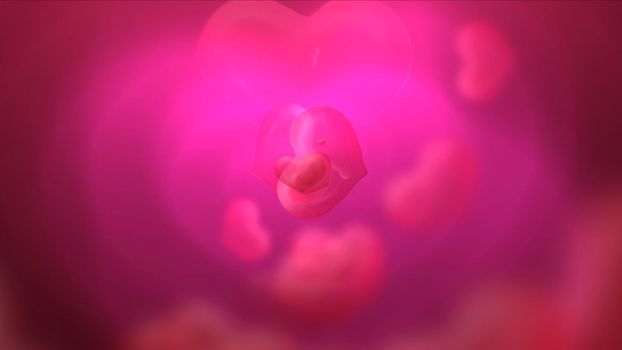 hearts light neon background abstract, render illustration