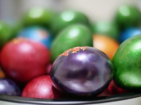 Easter eggs in color macro, close up