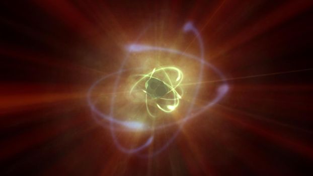 atom orbit abstract ray light, 3d render illustration