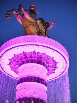 fountain light skopje at night alexander the great