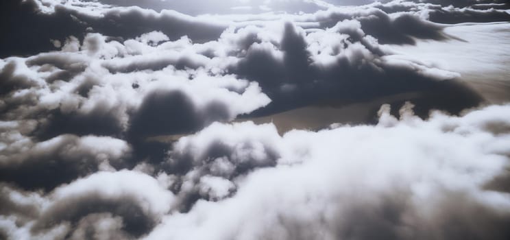 fly above clouds abstract, 3d render illustration