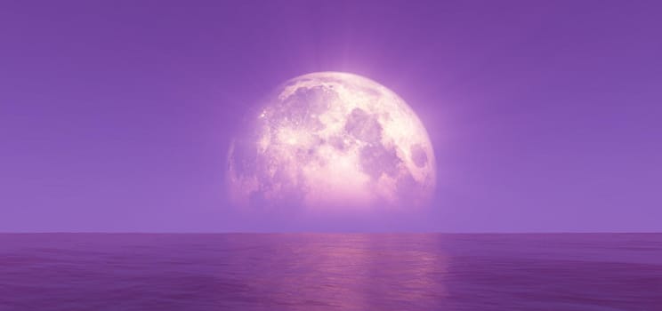 full moon at night abstract, 3d render illustration