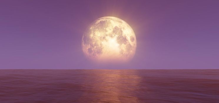 full moon at night abstract, 3d render illustration