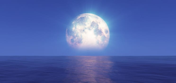 full moon at night abstract, 3d render illustration