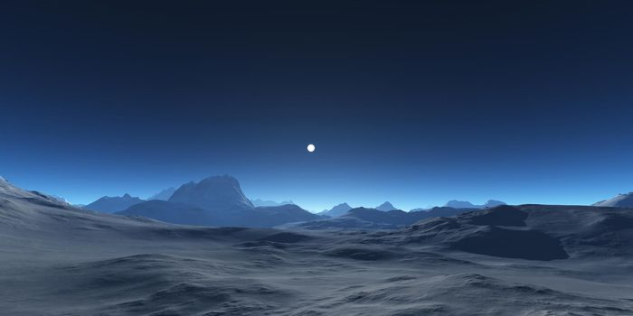 mountain plateau abstract landscape panorama, 3d render illustration