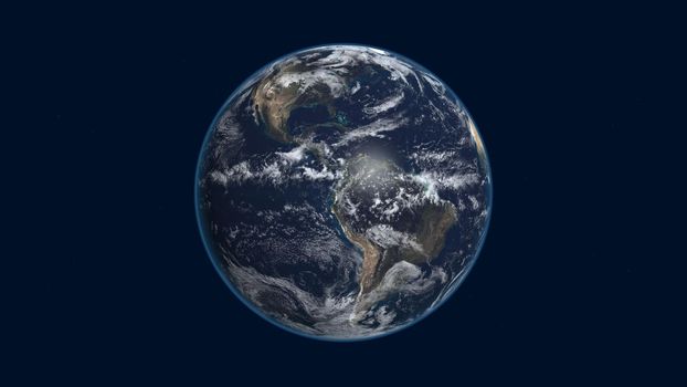 planet earth seen from satellite, 3d render illustration