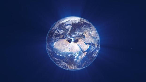 planet earth seen from satellite, 3d render illustration