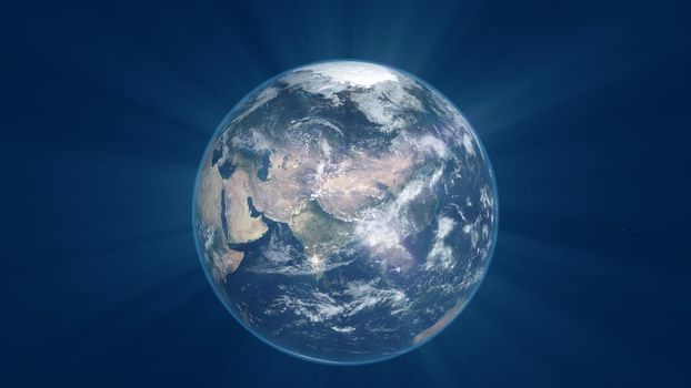 planet earth seen from satellite, 3d render illustration