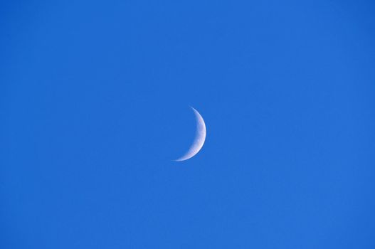 half moon at blue sky, natural background