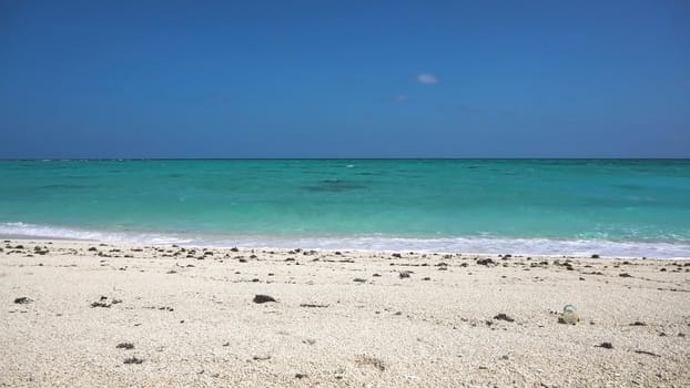 Beach, sea, sand,wave. Tropical beach, blue sky, clouds. Seascape ocean and beautiful beach paradise Philippines Travel concept