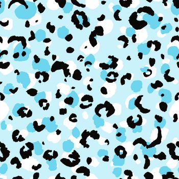 Abstract modern leopard seamless pattern. Animals trendy background. Blue and black decorative vector stock illustration for print, card, postcard, fabric, textile. Modern ornament of stylized skin