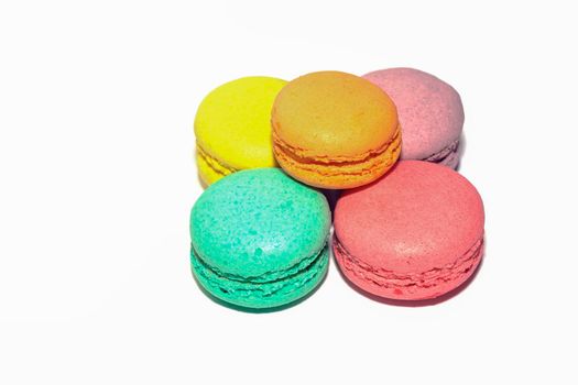 colorful almond cookies on a white background. isolate. High quality photo
