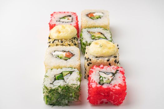 sushi roll on a gray background.isolate. High quality photo