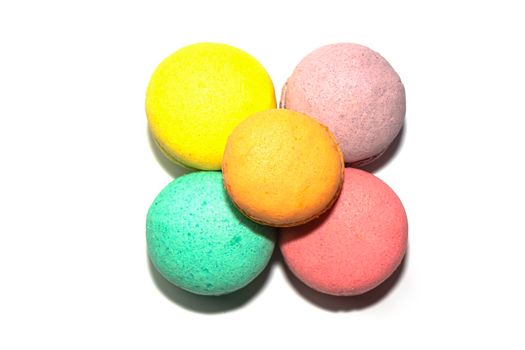 colorful almond cookies on a white background. isolate. High quality photo
