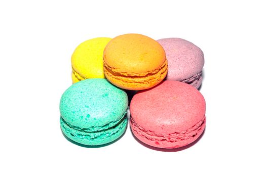 colorful almond cookies on a white background. isolate. High quality photo