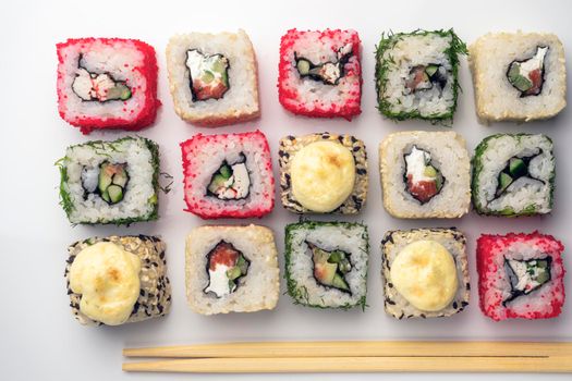 sushi roll on a gray background.isolate. High quality photo