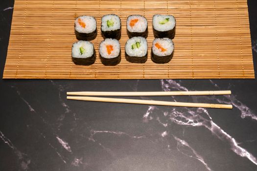 sushi on a gray background close up. High quality photo
