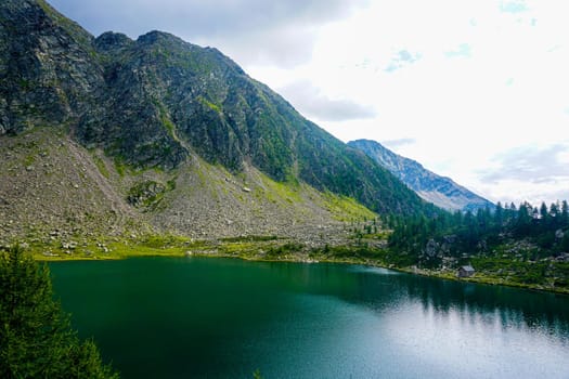 Panoramic view over the Lago di Mognola in the Swiss Alps, Val Lavizzara, Ticino