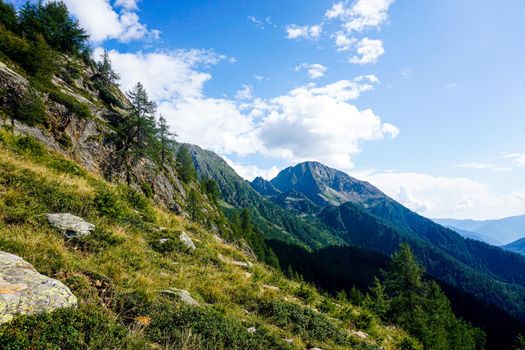 Beautiful panorama of the Pizzo Campo Tencia mountain range in the Ticino canton, Switzerland