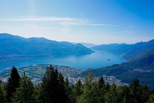 View to Ascona and Italy with Maggia delta from Cardada