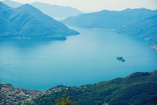 Aerial view of Ascona and the Brissago Islands, Switzerland