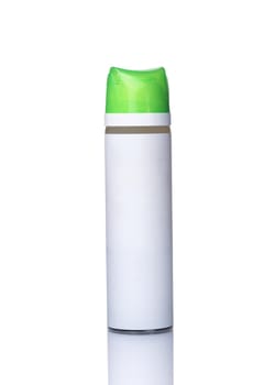 white bottle with green cover isolated on white background