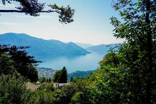 View over Lake Maggiore from Monte Bre Sopra Locarno