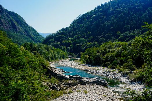 Idyllic part of the Maggia river, Ticino, Switzerland