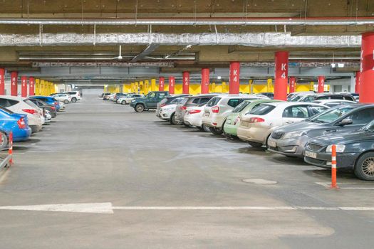 Large multi-storey underground car parking garage. High quality photo
