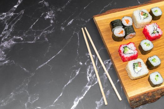 sushi on a gray background close up. High quality photo