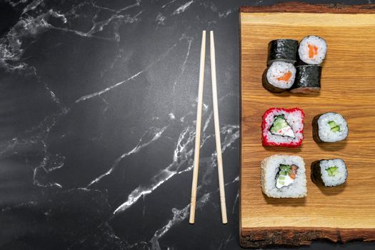 sushi on a gray background close up. High quality photo