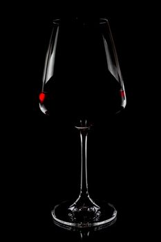 wine glass on a black background macro. High quality photo