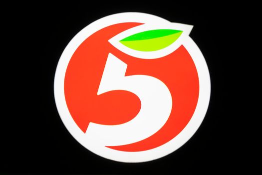 number five in a red circle on a black background. High quality photo