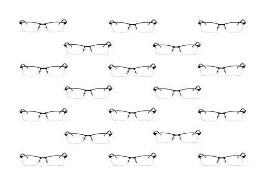 colorful pattern of glasses on a white background top view. High quality photo