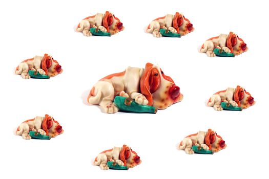 colorful pattern of dog figures on a white background. High quality photo