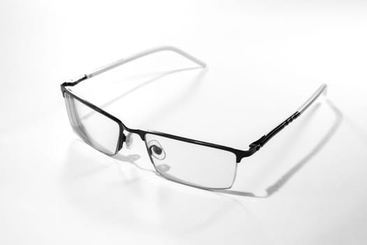 glasses on a white background isolate top view. High quality photo
