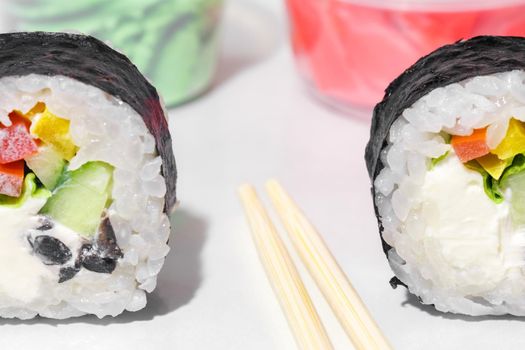 sushi on a white background close up. High quality photo