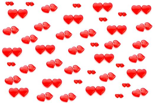 colorful pattern of hearts on a white background. pattern of hearts. the view from the top. High quality photo
