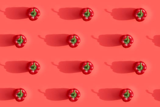 red bell pepper top view pattern. High quality photo