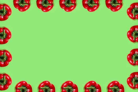 bell pepper on a colored background food pattern top view. High quality photo