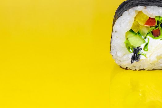 sushi on a yellow background close up. High quality photo
