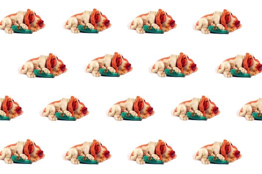 colorful pattern of dog figures on a white background. High quality photo