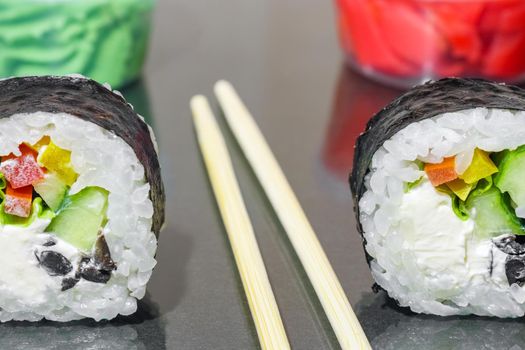 sushi on a gray background close up. High quality photo