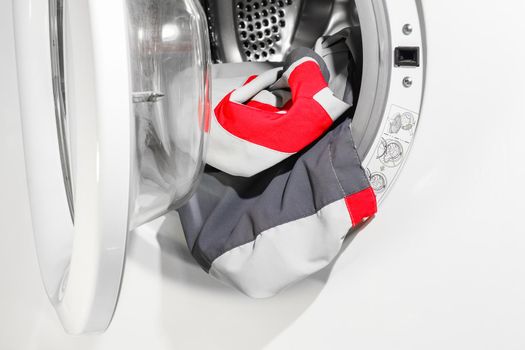 washing machine close - up as background. High quality photo