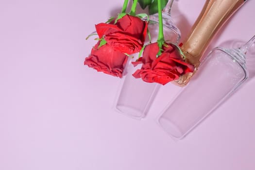 red roses on a purple background macro. High quality photo