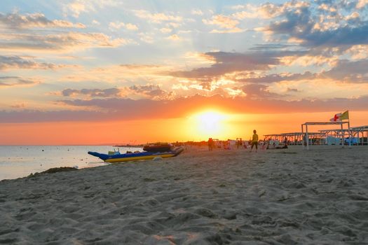 sunset on the beach. beach at sunset. High quality photo