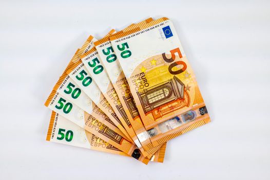 50 euro banknotes in venteglio on white background