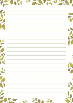Grid paper. Abstract striped background with color horizontal lines. Printing paper note on floral background. Optimal A4 size. Geometric pattern for school, copybooks, notebooks, diary, notes, books