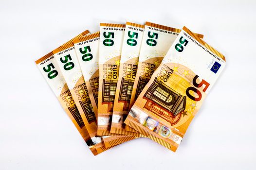 50 euro banknotes in venteglio on white background